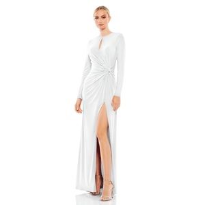 New With Tag. White Jersey Mac Duggal Gown